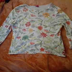 J. Jill 3/4 crewneck floral top multicolored.